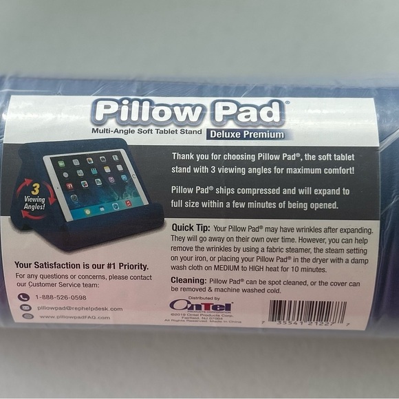 NWT!Ontel Pillow Pad Ultra Multi-Angle Soft Tablet Stand, Blue - Picture 4 of 5